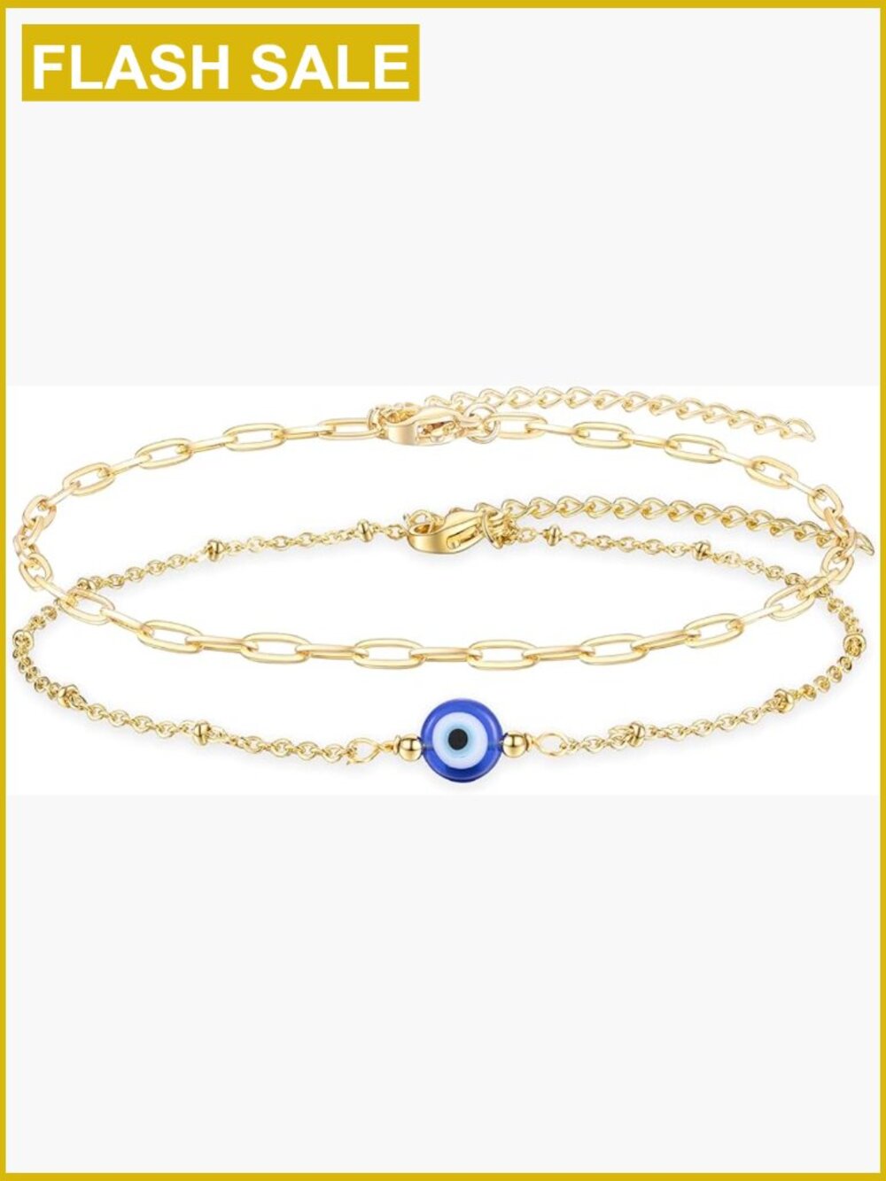 Gold Plated Evil Eye Anklet Bracelet Adjustable Chain Lobster Claw
